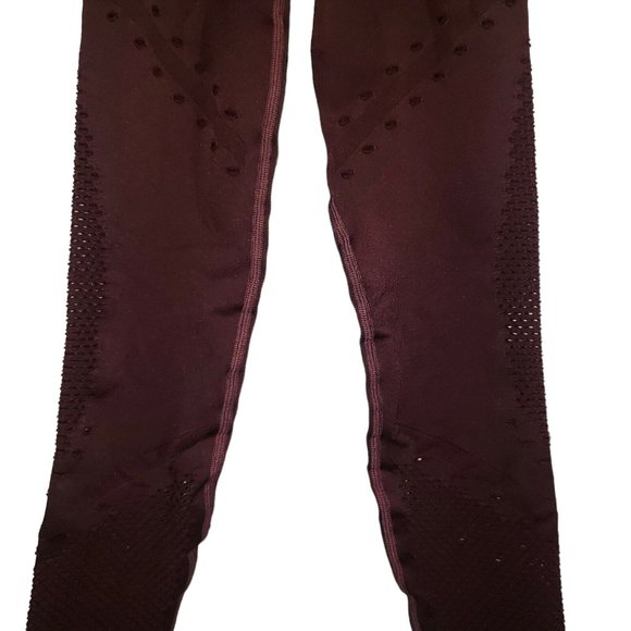 Victoria's Secret Sport Leggings Perforated Lacey Seamless Mesh Burgundy Wine - Picture 2 of 7